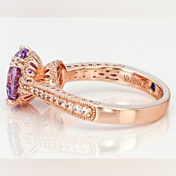 Sz 9, Purple & White Cubic Zirconia 18k Rose Gold Over 925 Silver,  5.98ctw, NWT - Picture 8 of 14